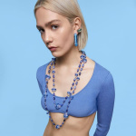 Somnia necklace, Extra long, Blue, Gold-tone